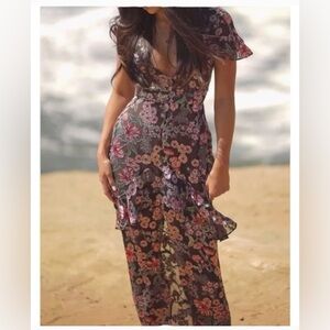For Love and Lemons Vivi Flora Burnout Maxi Dress Sz XS